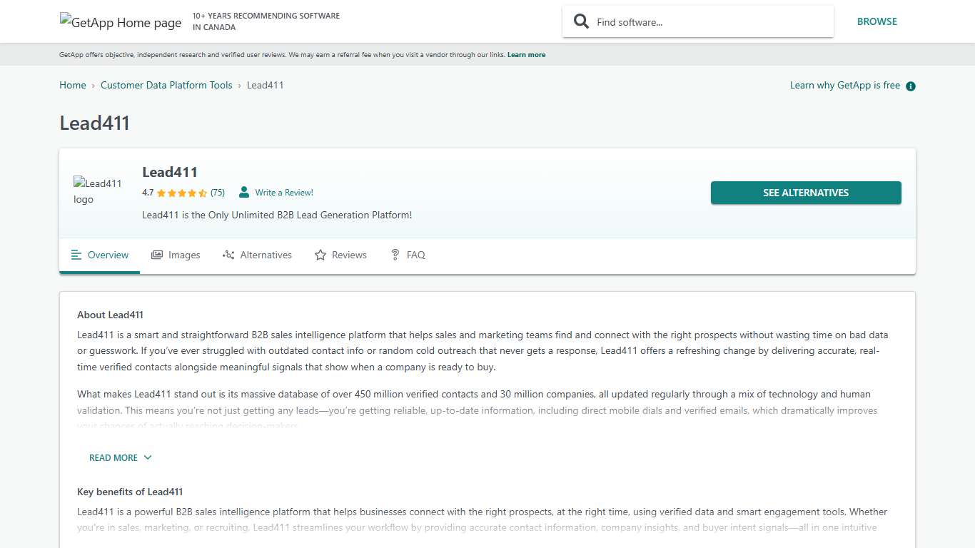 Lead411 Reviews, Prices & Ratings GetApp Canada 2026